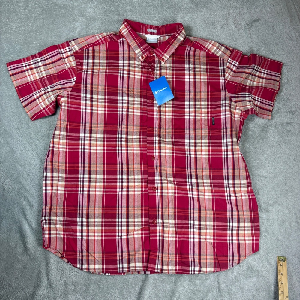 Columbia Shirts Mens XXL Rapid Rivers II Regular Fit Red Plaid Stretch AM9132